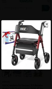 VOCIC Walkers for Seniors, Z21 Rollator Walker with Seat Supports 350lb, 8" Big Wheels for All Terrain, Ergonomic Arc Seat & 6" Ultra Backrest Foldable Walker, Dual Height Adjustment, Lightweight 2025