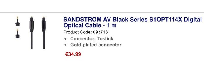 New Sandstrom Black Series Digital Optical Cable