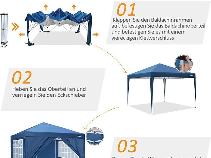 3 x 3 m, folding gazebo, Marquee Waterproof PU coating, heavy duty steel frame, with 4 sandbags