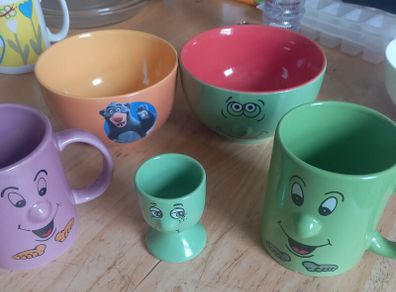 bowls and mugs, kids