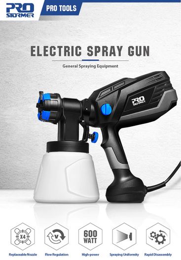 600W Electric Spray Gun 4 Nozzle Sizes 1000ml HVLP Household Paint Sprayer Flow Control Airbrush