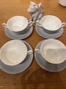 1 Set of 4 Tea Cups with Saucers, 1 Milk Container and 1 Set of 4 Soup Bowls