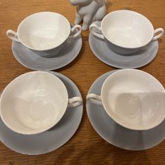 1 Set of 4 Tea Cups with Saucers, 1 Milk Container and 1 Set of 4 Soup Bowls