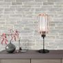 Small Crystal Light Shade Rose Gold, 16cm x 20cm, Cylinder Shape with Oval Rings, Lampshades for Ceiling Lights & Bedside Lamps, Lamp Shades for Bedroom, Living Room, Kitchen, Hallway Image 2