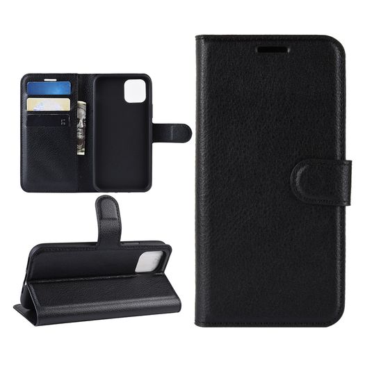For iPhone 11 Pro Max Wallet Case Cover PU Leather Holder Card Slots New Black - FHT05IPK1