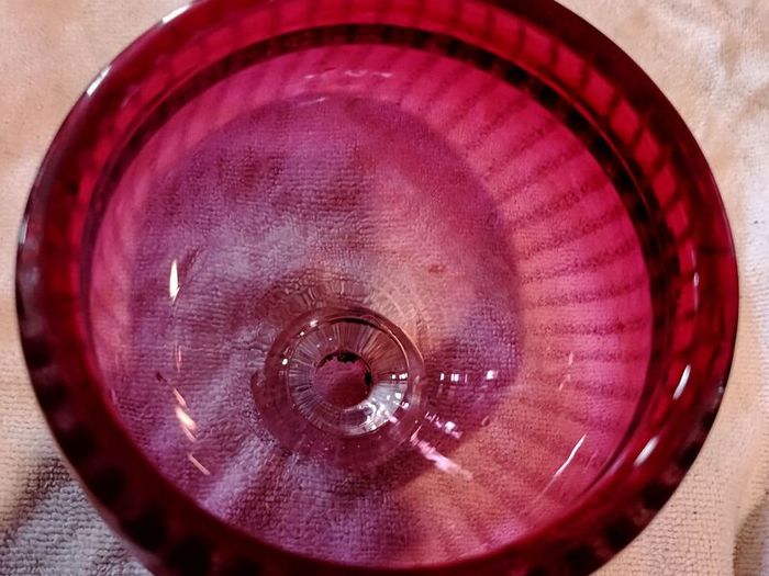 Heavy footed cranberry bowl