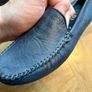 Prada Navy Blue Textured Leather Loafers Image 8