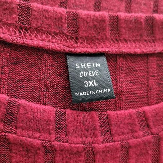Shein burgundy ribbed top, Size 3XL / UK22