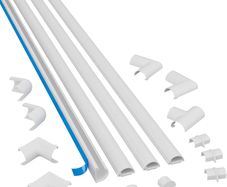 4 meter Micro Cable Trunking Multipack, Half Round Cable Hiders, Decorative Cable Tidy, Self-Adhesive Wire Covers - 4x 20mm (W) x 10mm (H) x 1-meter Lengths 12 Accessories White