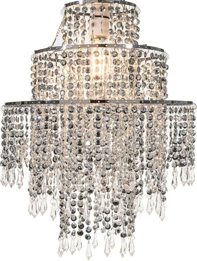 3-Tier Silver Chandelier Light Shade | Lamp Shade for Pendant Light Ceiling Light Shade Acrylic Crystal Chandelier Easy Fit Lampshades for Ceiling Lights for Living Room Bedroom Kitchen Hallway (FREE POSTAGE)