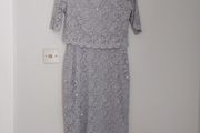 M&amp;S Per Una ice blue / grey lace and sequin dress