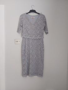 M&S Per Una ice blue / grey lace and sequin dress