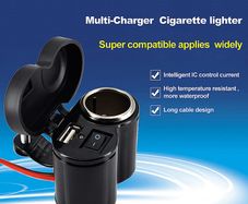 Waterproof Motorcycle Handlebar USB Cigarette Lighter socket