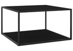 Tea Table Black with Black Glass 90x90x50 cm