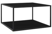 Tea Table Black with Black Glass 90x90x50 cm