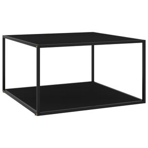 Tea Table Black with Black Glass 90x90x50 cm