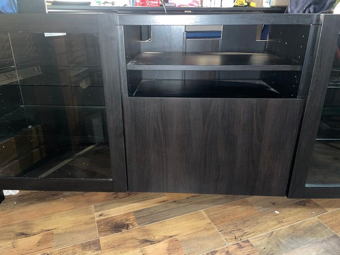 Dark wood effect TV unit