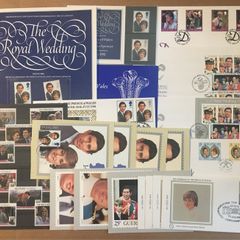 Royal Stamp Collection. Mainly commemorating marriage of The Prince of Wales and Lady Diana Spencer. Also Some of Prince Andrew and Sarah Ferguson. Presentation Packs, First Day covets, Post Cards (mint and used).