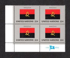 1986 United Nations New York Angola National Flag (part of flag series) Block of 4 Mint Never Hinged (MNH)