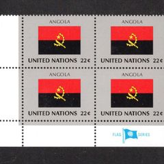 1986 United Nations New York Angola National Flag (part of flag series) Block of 4 Mint Never Hinged (MNH)