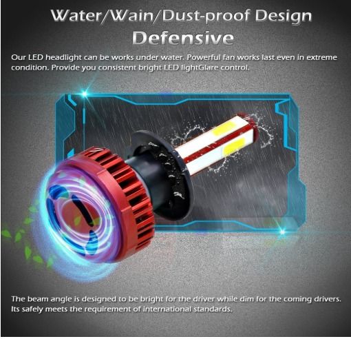 R7 Super Bright 4 Sides Emitting LED Auto Headlight DC9-36V 80W 8000Lumen 6000K H4 H7 Car Bulbs(Pack for 2)