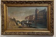 Classic Cityscape with Boats and Bridge Oil Painting