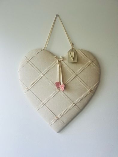 Linen heart notice board