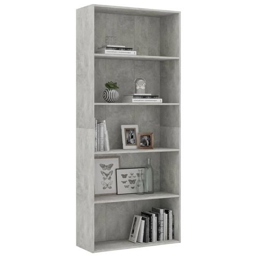 5-Tier Book Cabinet Concrete Grey 80x30x189 cm Chipboard
