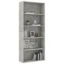 5-Tier Book Cabinet Concrete Grey 80x30x189 cm Chipboard Image 3