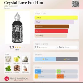 Attar Collection Crystal Love for Him decant 10 ml