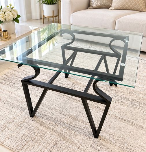 Glass Centre Table with 2 Matching Side Tables 3 Piece Set