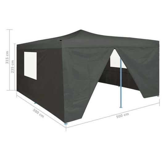 Folding Gazebo with 4 Sidewalls 5x5 m Anthracite