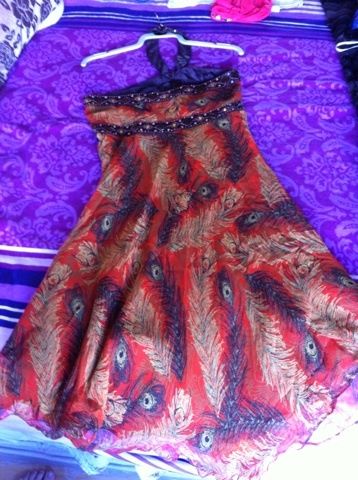 Designer Halterneck Peacock Dress Size 12