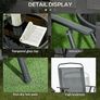 Garden Bistro Set, 3 Pieces Table and Chairs Set, Outdoor Garden Furniture with Foldable Breathable Mesh Fabric Armchairs & Glass Top Coffee Table, Dark Grey Image 6