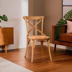 Wooden Chair 46 x 42 x 86 cm Solid Ash and Rattan Seat with Aged Wooden Surface - Dining Room Chairs Made of Weathered Wood