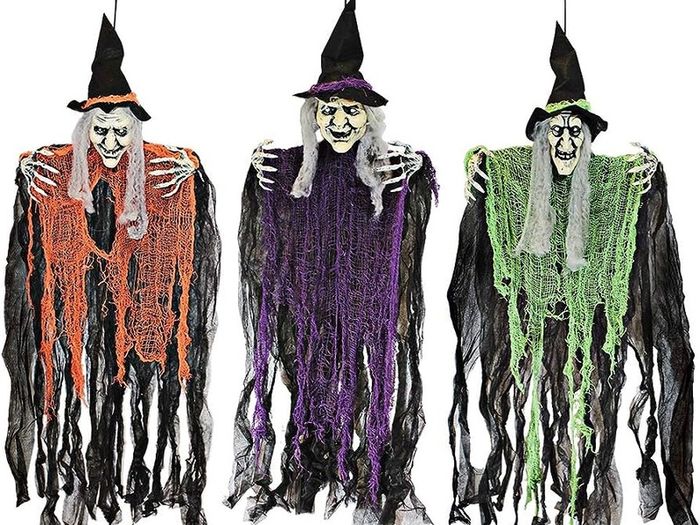 3 Pack 35.3inch Hanging Witch with Bendable Arms, Halloween Indoor and Outdoor Decorations
