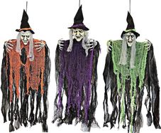 3 Pack 35.3inch Hanging Witch with Bendable Arms, Halloween Indoor and Outdoor Decorations
