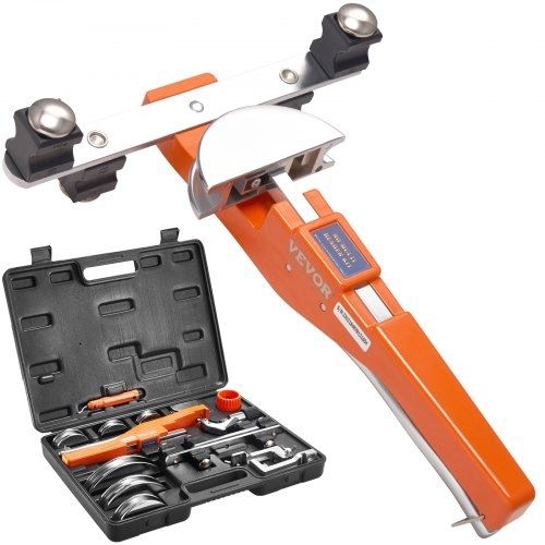 Pipe Tube Bender, 6.4mm-22.2mm Ratcheting Tubing Benders, 90 Forward/Reverse Pipes Bending Tools with 7 Dies for HVAC Air Conditioning