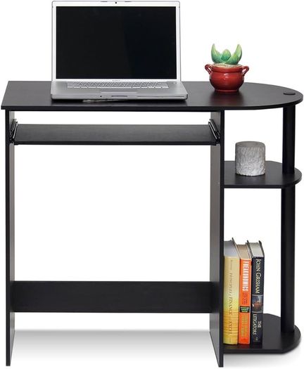 Simplistic Easy Assembly Computer Desk, Study Desk, Writing Desk, Espresso, 80 (W) x 73 (H) x 40 (D) cm