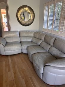 Leather sofa grey