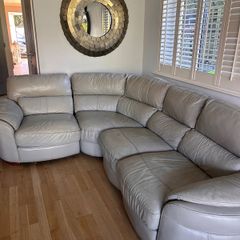 Leather sofa grey