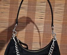 Tory Burch Nylon Crossbody Shoulder Chain Handbag in Black