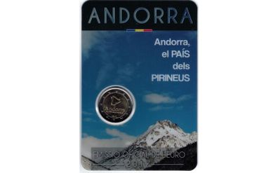 Andorra 2 Euro Commemorative Coin 2017 - The Land in the Pyrenees. Blister Card. BU