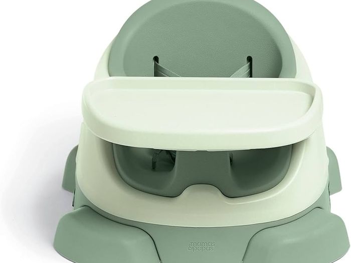 Baby Bug Booster Seat For Dining, Detachable Tray, Harness, Adjustable Seat and Non-Slip Feet, Eucalyptus