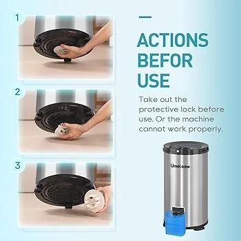 Spin Dryer 4kg by Umelome, Energy&Power Saving Spinner 2800 RPM Clothes Dryer, Energy Efficiency Class: A+++, Gravity Drain dryer, Silvery