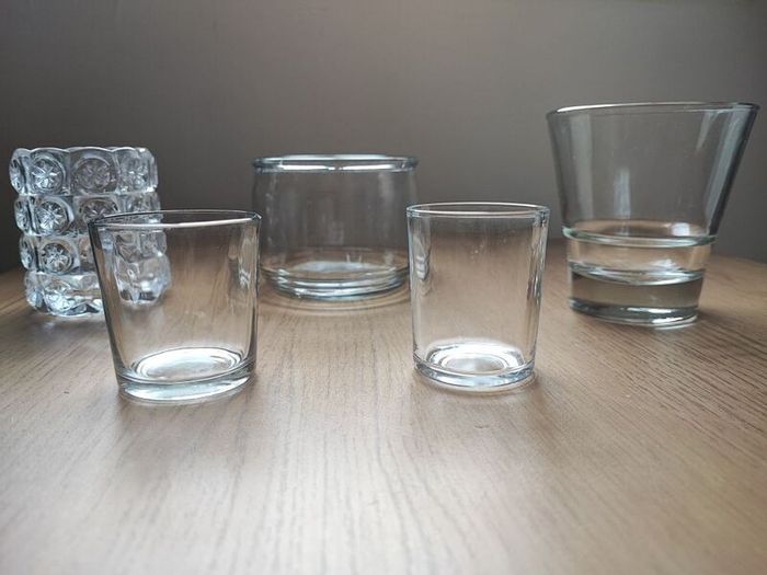5 candle holders - glass