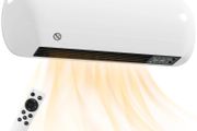 2000W Ceramic Electric Heater with Fan, Adjustable Thermostat, Wall Mounted - White