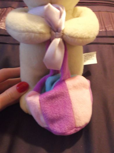 Cream Bunny with Pink headband and pink and purple bag
