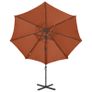Cantilever Umbrella with Pole and LED Lights Terracotta 300 cm Image 5