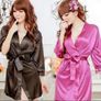Wedding Women Sexy Long Satin Dressing Gown Bath Robe Babydoll Lingerie Nightdress Image 3